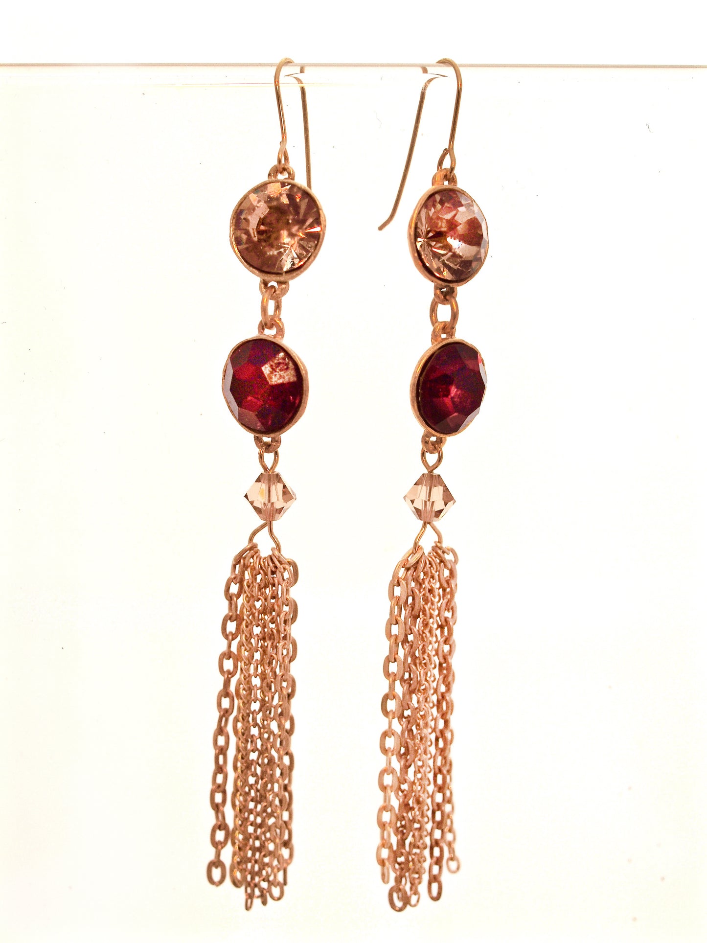 Golden garnet tassel earrings