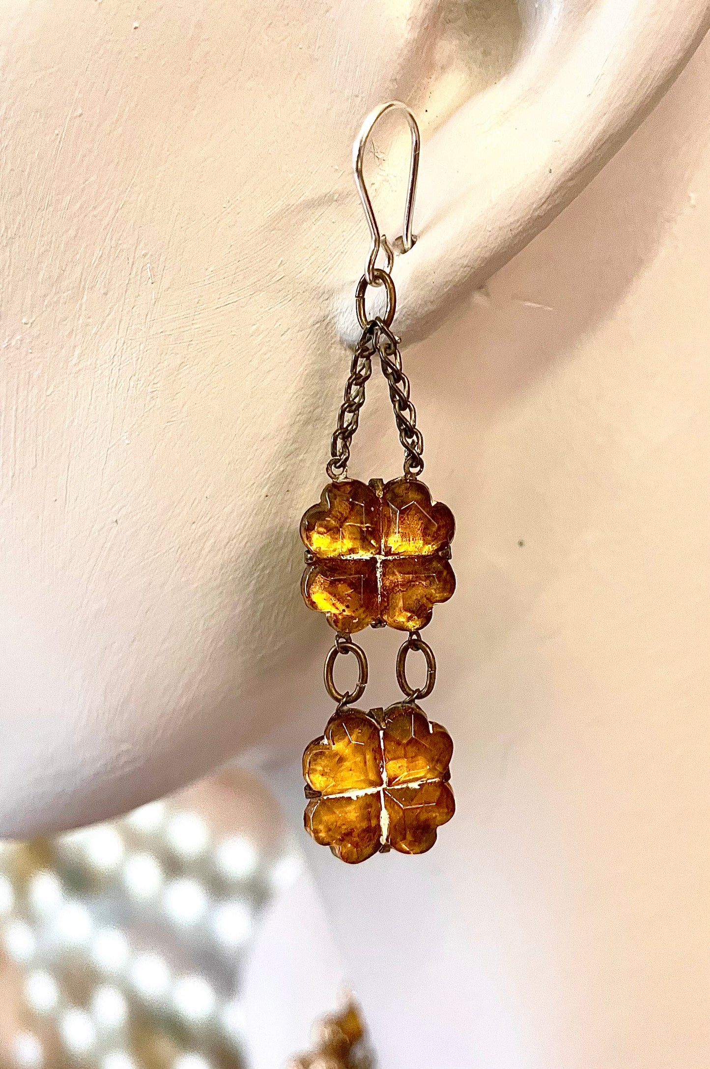 Antique amber glass earrings