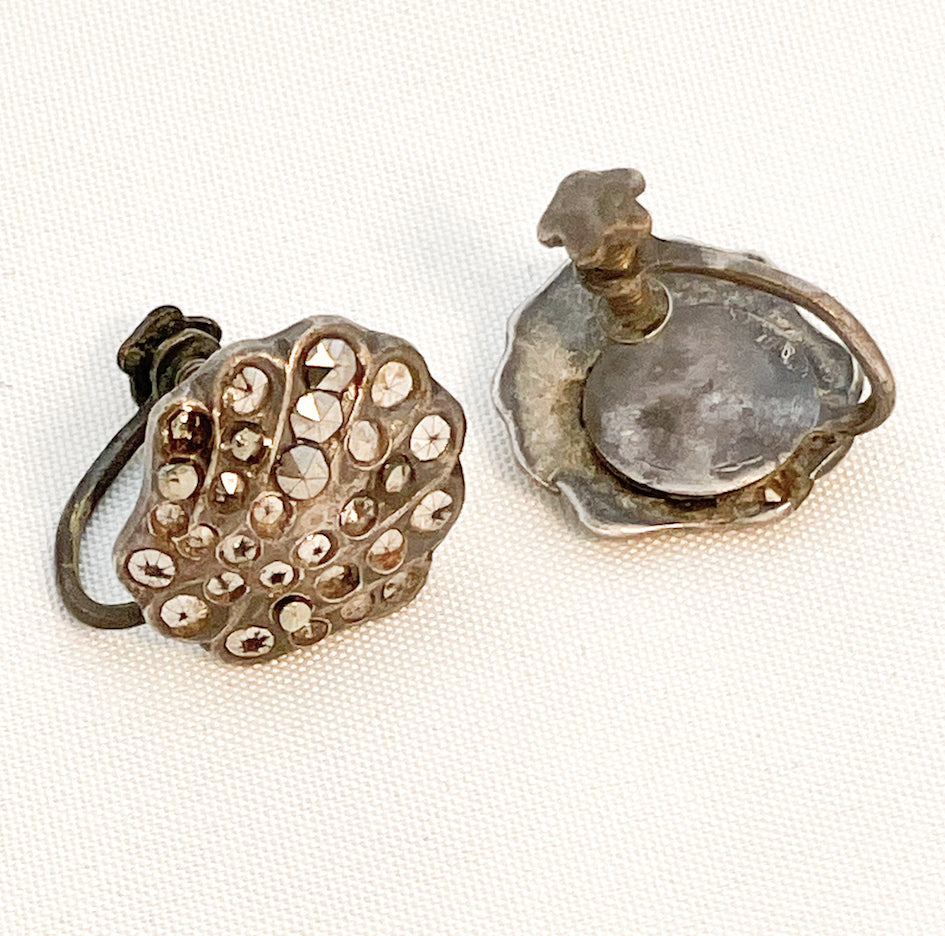 vintage marcasite shell earrings